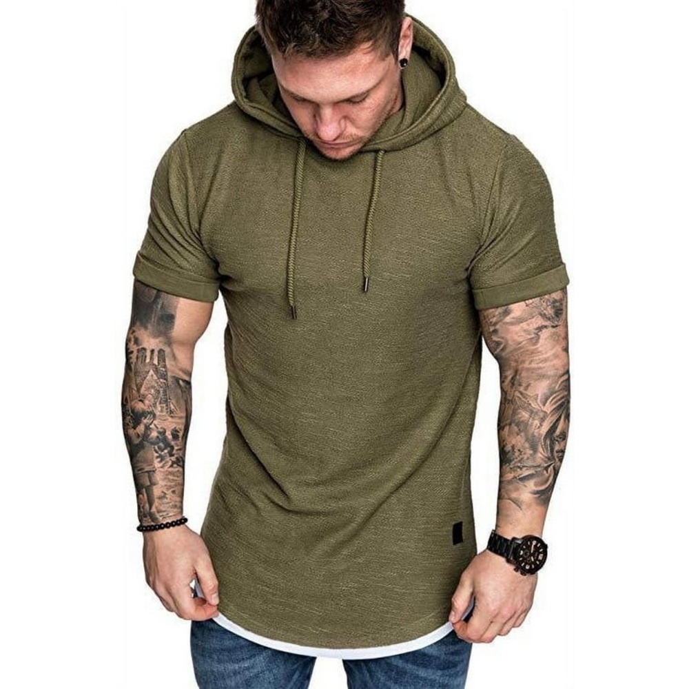 Olive Green Men's Hooded Shirt